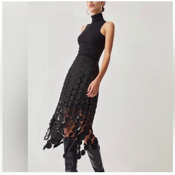 Commense Dresses & Skirts - Commense Laser Cut Multi Circle Double Layered Skirt, black, size XS, NWT